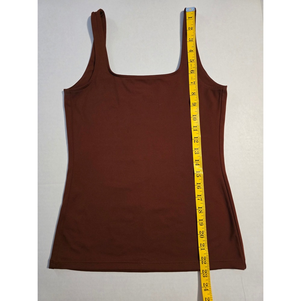 Nine West Women Burgundy Square Neck Tank Top Stretch Layering Cami Size S
